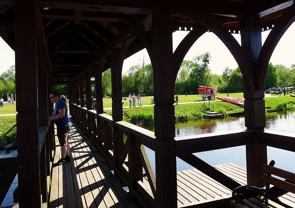 Wooden bridge, threshold on the Supraśl River - Supraśl, Podlaskie, Poland