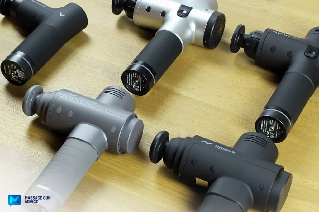 Massage Guns Made in USA - Are There Any at All? 38 five massage guns laying on a table all hypervolt