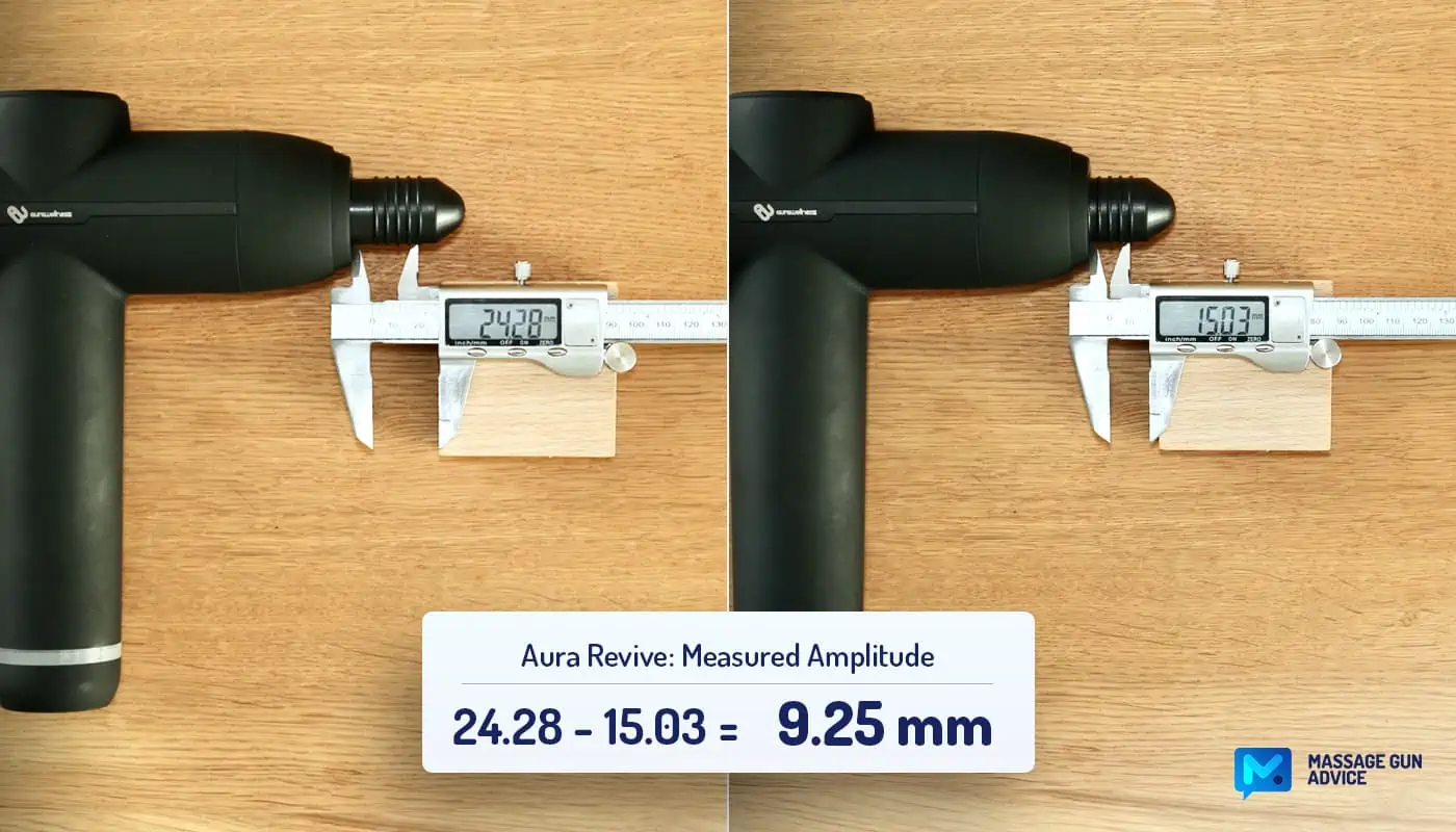 Aura Revive Massage Gun Review - A Heated Massage Gun Worth The Money? 26 Aura Revive Heated Deep Muscle Pain Relief massage gun, Measured Amplitude