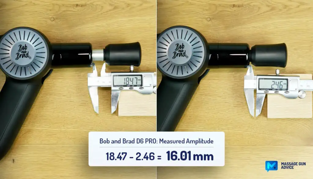 Bob and Brad D6 Pro Review - Less Than Half the Price of Theragun Pro! 6 Bob An Brad D6 Pro Measured Amplitude 16mm