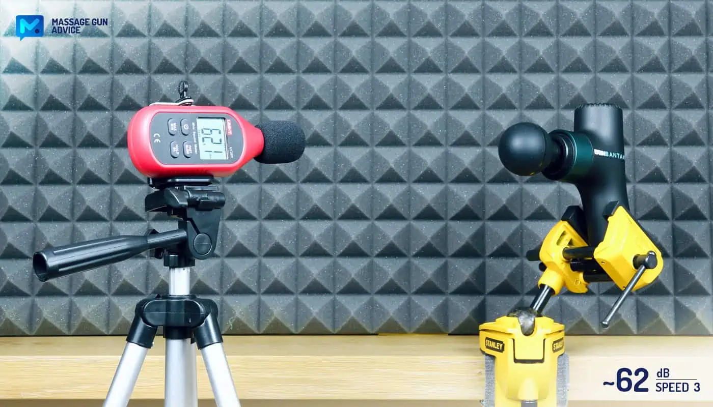 How to Choose a Massage Gun? (What We Learned Testing 70+) 7 Our noise measurement of a mini massage gun at max Speed-Level 3