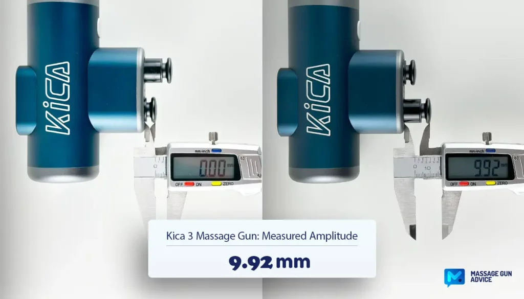 KiCA 3 Review | A Unique Double-Head Massage Gun Design 22 KiCA 3 measured amplitude