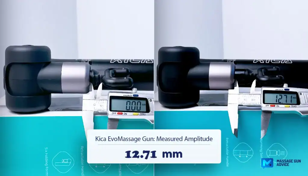 KiCA Evo Massage Gun Review - Check Out the 2 Variations 23 Kica Evo Massage Gun 12mm Amplitude: Measured