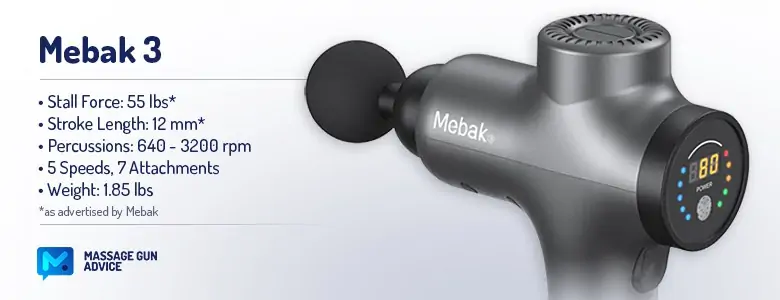 Mebak 3 Massage Gun Review – Loved By Users On Amazon But Is It Worth It? 1 mebak 3 specifications