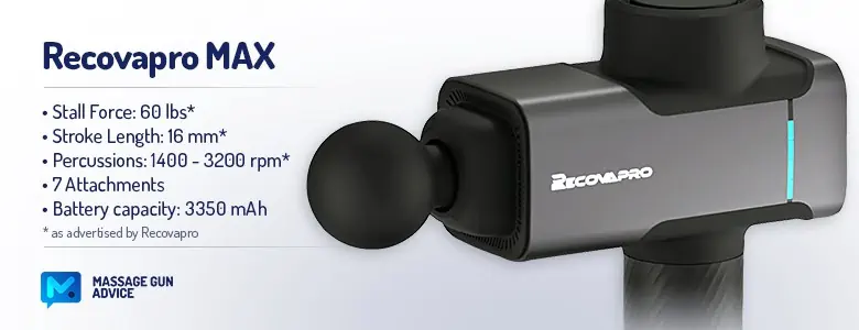 Recovapro MAX Review - A Heavy, but Amazingly Powerful Massage Gun 3 Recovapro MAX Specifications