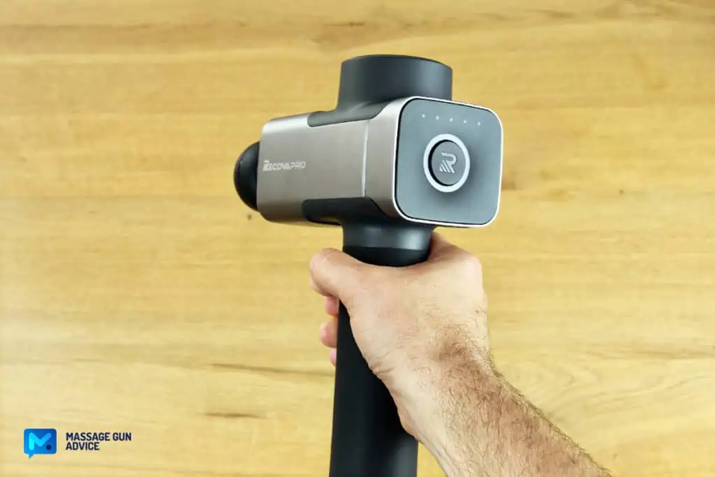 Pulseroll Massage Gun Review - A Decent, Heavy-Duty Percussive Device 35 recovapro se massager in hand