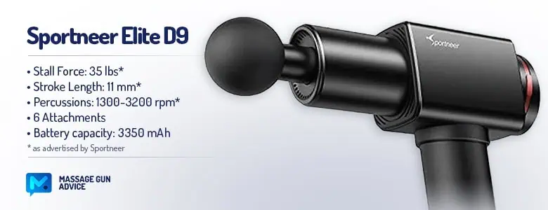 Sportneer Elite D9 Massage Gun Review - It Looks Good But Does It Deliver Where It Matters? 2 Sportneer Elite D9 Specification