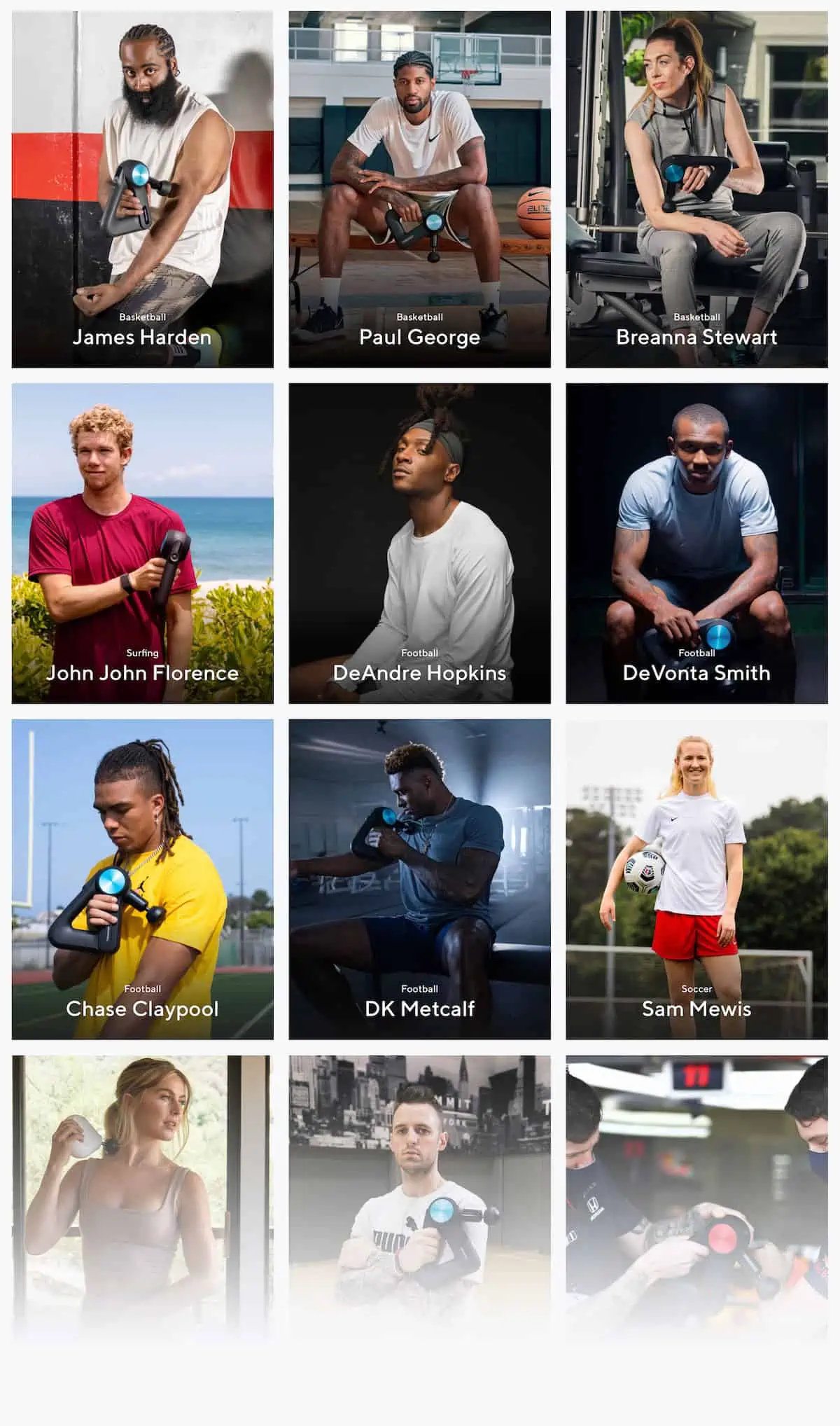 How to Choose a Massage Gun? (What We Learned Testing 70+) 11 Paul George and other Athletes on the photo are used for massage gun marketing purposes